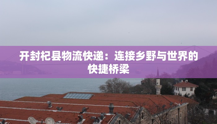 开封杞县物流快递:连接乡野与世界的快捷桥梁